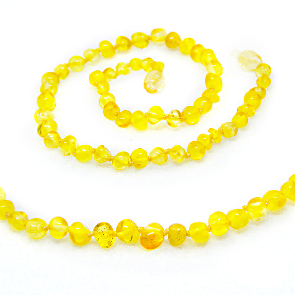 12.5in The Art of Cure Baltic Amber Teething Necklace for Baby Lemon