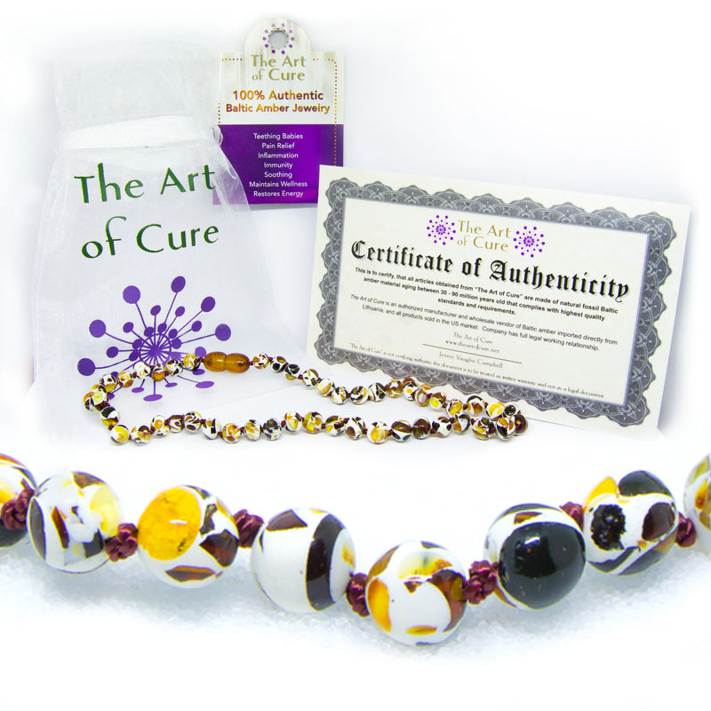(12.5in) The Art of Cure Original Baltic Amber Teething Necklace- (Mosaic)