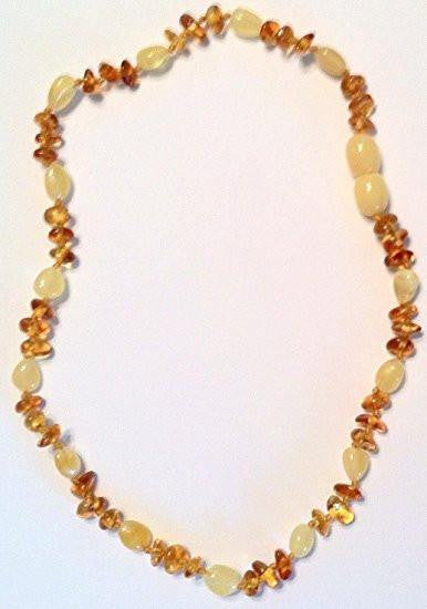 (12.5in) Certified Baltic Amber Teething Necklace for Baby - Cognac Chip/Yellow Bean - Anti-Inflammatory -  - The Art of Cure