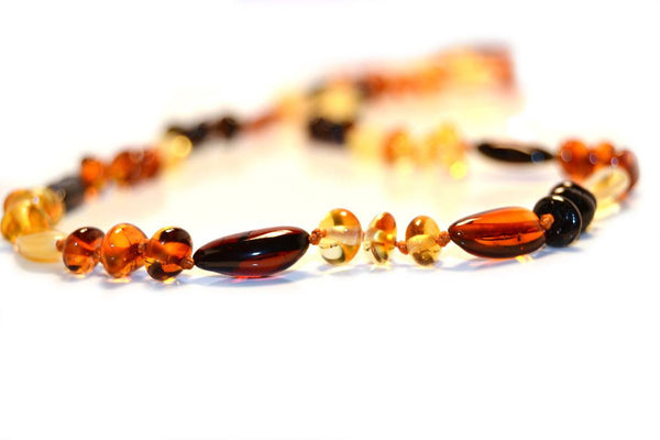 (12.5in) Certified Baltic Amber Teething Necklace for Baby - Honey Bean/Multi - Anti-inflammatory -  - The Art of Cure
