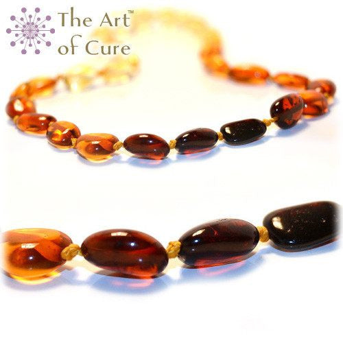 (12.5in) Certified Baltic Amber Teething Necklace for Baby - Rainbow Bean -  - The Art of Cure