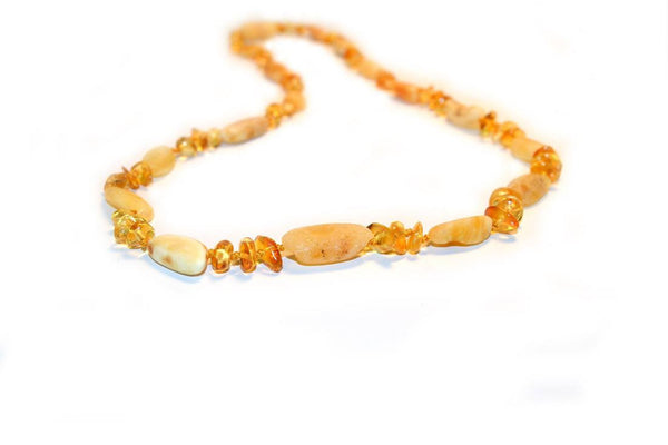 (12.5in) Certified Baltic Amber Teething Necklace for Baby - Raw Bean & Lemon - Anti-Inflammatory -  - The Art of Cure