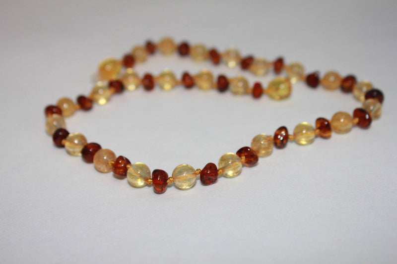 (12.5in) Semi-Precious & Certified Baltic Amber Teething Necklace for Baby - Honey/Citrine -  - The Art of Cure