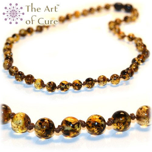 (17in) Certified Baltic Amber Necklace - Green - Anti-Inflammatory -  - The Art of Cure