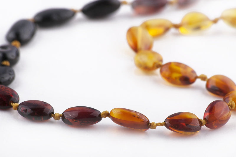 (17in) Certified Baltic Amber Necklace - Rainbow Bean - Anti-inflammatory -  - The Art of Cure
