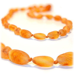 (17in) Certified Baltic Amber Necklace - Raw Butterscotch Bean - Anti-Inflammatory -  - The Art of Cure