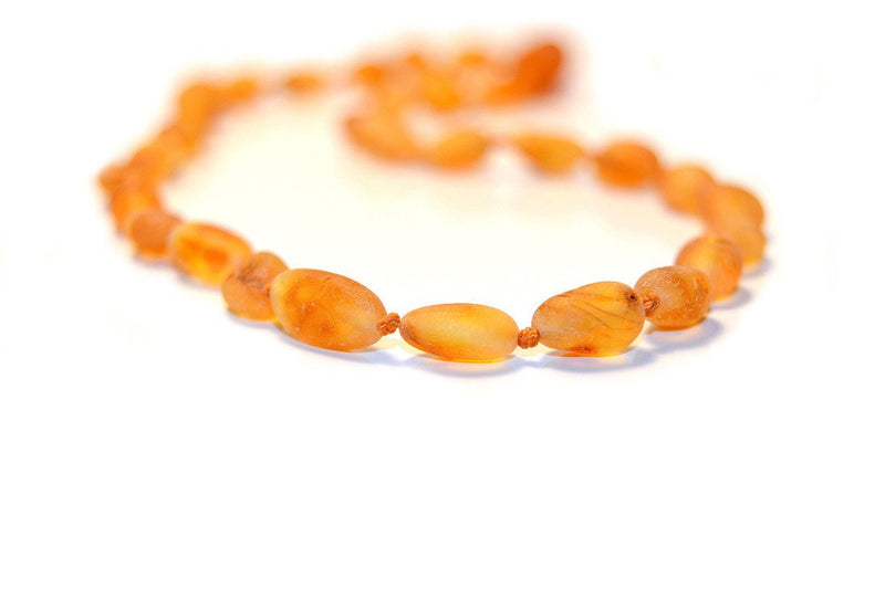(17in) Certified Baltic Amber Necklace - Raw Butterscotch Bean - Anti-Inflammatory -  - The Art of Cure