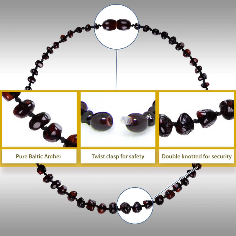 (12.5in) The Art of Cure Baltic Amber Teething Necklace for Baby - Cherry