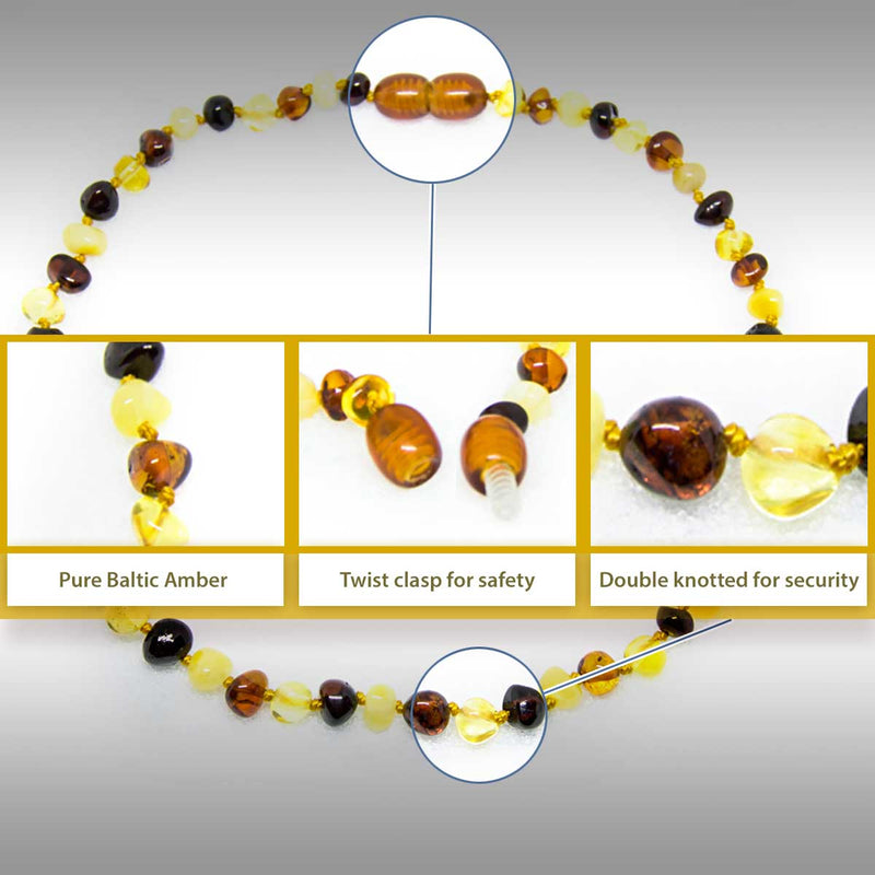 (12.5in) The Art of Cure Original Baltic Amber Teething Necklace- (Multicolored)