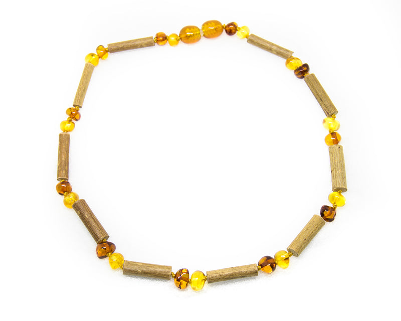 (12.5 in.) Baltic Amber & Hazelwood Teething Necklace - Unisex - 1x1 -  - The Art of Cure