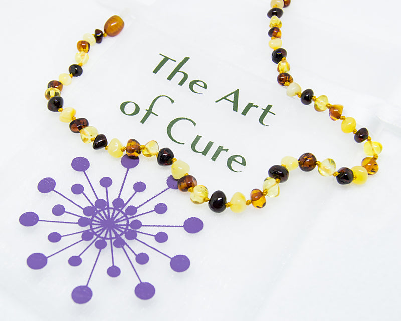 (12.5in) Certified Baltic Amber Teething Necklace for Baby (MultiColor) - Anti-inflammatory -  - The Art of Cure