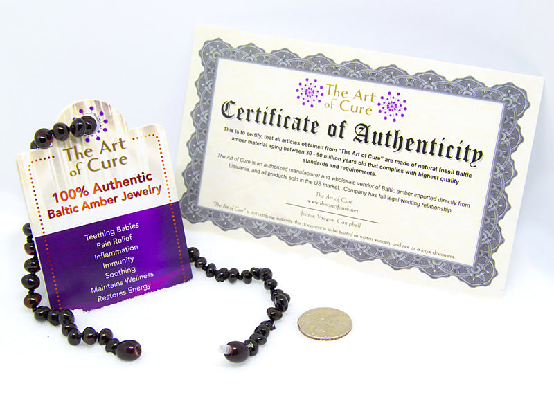 (12.5in) Certified Baltic Amber Teething Necklace for Baby - Cherry -  - The Art of Cure