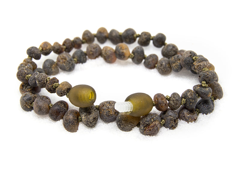 (12.5in) The Art of Cure Baltic Amber Teething Necklace for Baby - Raw Green
