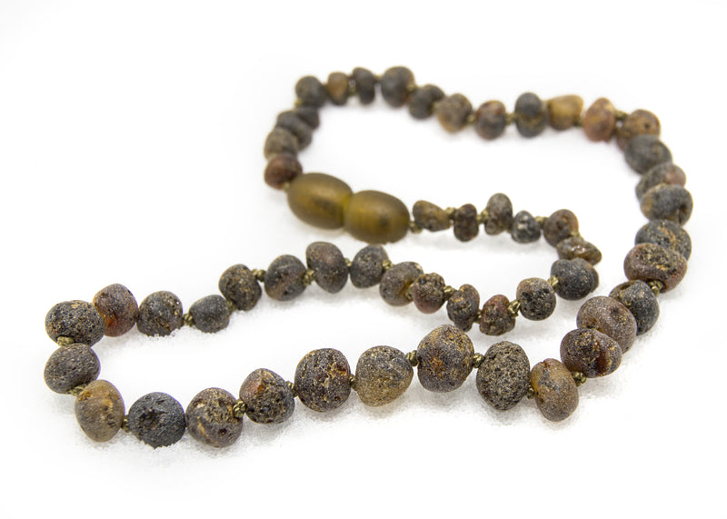 (12.5in) The Art of Cure Baltic Amber Teething Necklace for Baby - Raw Green