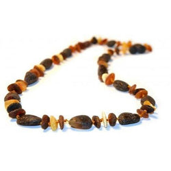 (17in) Certified Baltic Amber Necklace - Raw Multi Chip/Bean - Adult Healing - The Art of Cure
