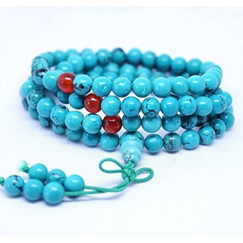 Healing Jewelry & Mala meditation beads (108 beads on a strand) Blue Turquoise - Adult Healing - The Art of Cure