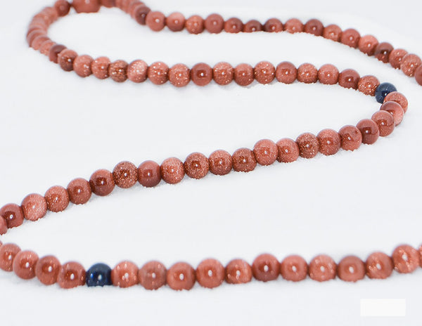 Healing Jewelry & Mala Meditation Beads (108 beads on a strand) Goldstone - Adult Healing - The Art of Cure