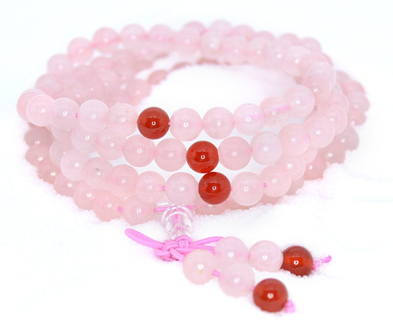 Healing Jewelry & Mala Meditation Beads (108 beads on a strand) Pink Rose Quartz - Adult Healing - The Art of Cure