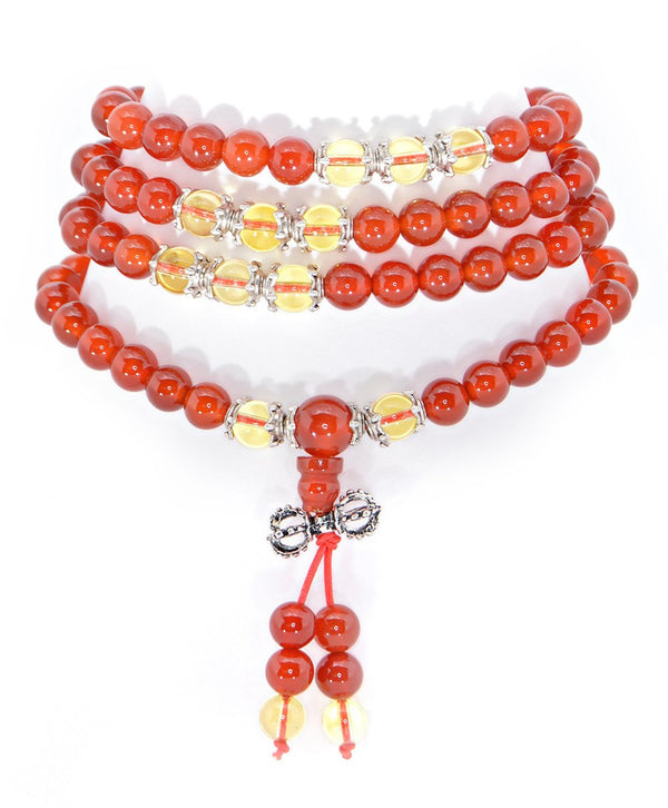 Healing Jewelry & Mala Meditation Beads (108 beads on a strand) Red Agate - Adult Healing - The Art of Cure