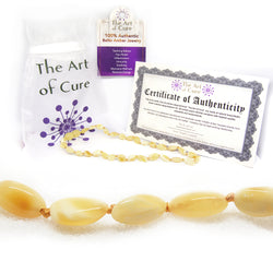 (12.5in) The Art of Cure Original Baltic Amber Teething Necklace- (Butter Bean)