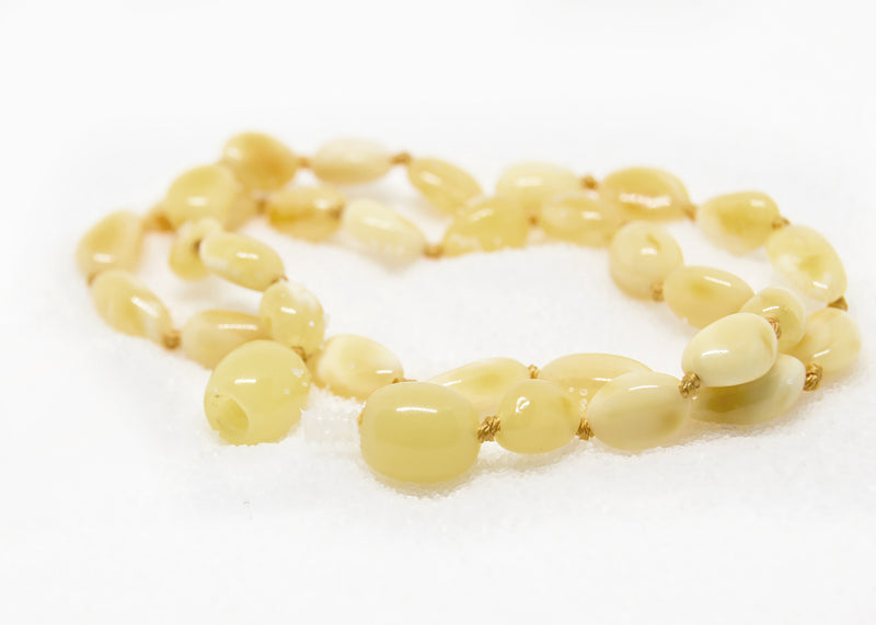 (12.5in) The Art of Cure Original Baltic Amber Teething Necklace- (Butter Bean)